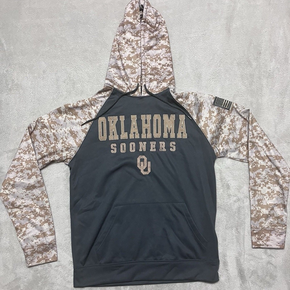 Oklahoma Sooners‎ Hoodie Mens Medium Black Brown Digital Camo Football Military